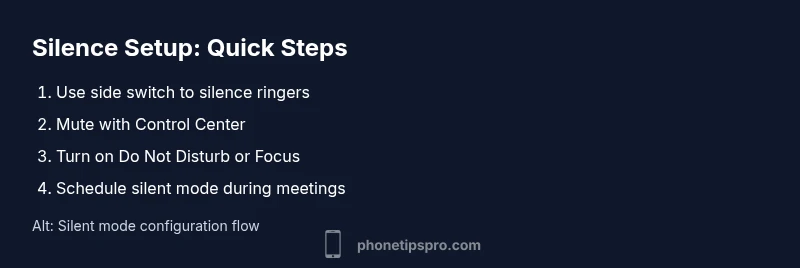 Infographic showing steps to silence an iPhone