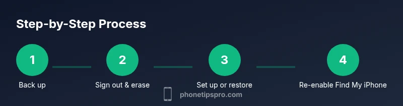 Process diagram showing iPhone factory reset steps